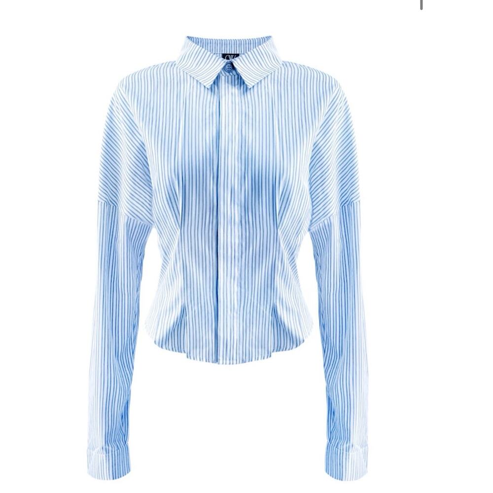 Ow Collection ELIZA Shirt Size M Blue Stripe